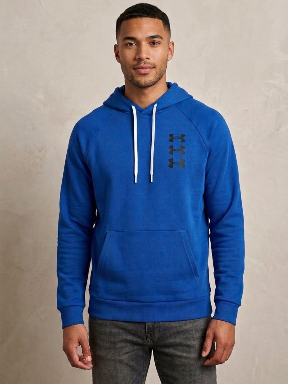Under Armour Men’s Triple Logo Athletic Pullover Hoodie Royal Blue